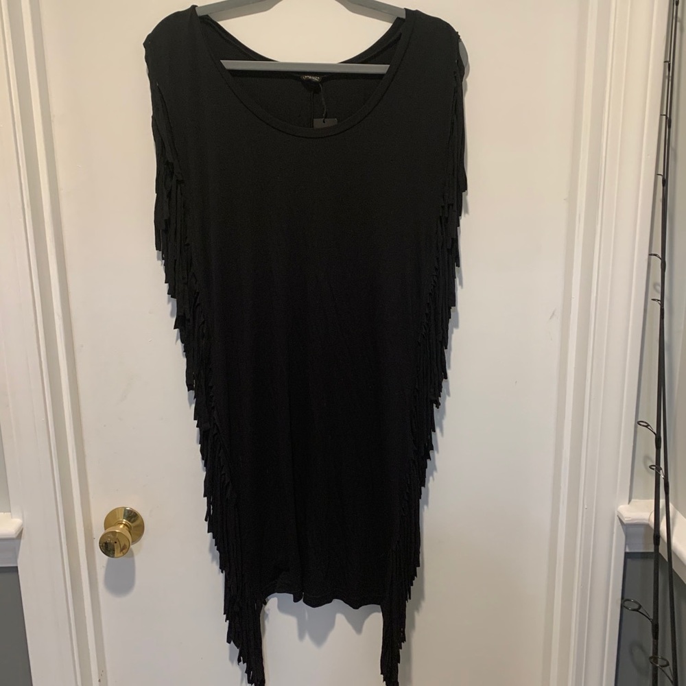 Venus fringe black dress